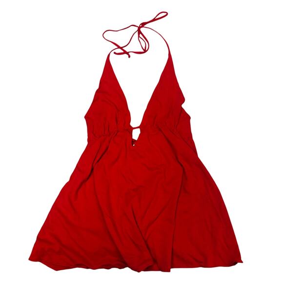 Women’s Red Babydoll Top Halter Top Medium Y2K Coquette Romantic Made In USA - Picture 1 of 6